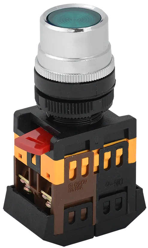 Кнопка ABLF-22 зеленый d=22мм неон/240В 1з+1р IEK