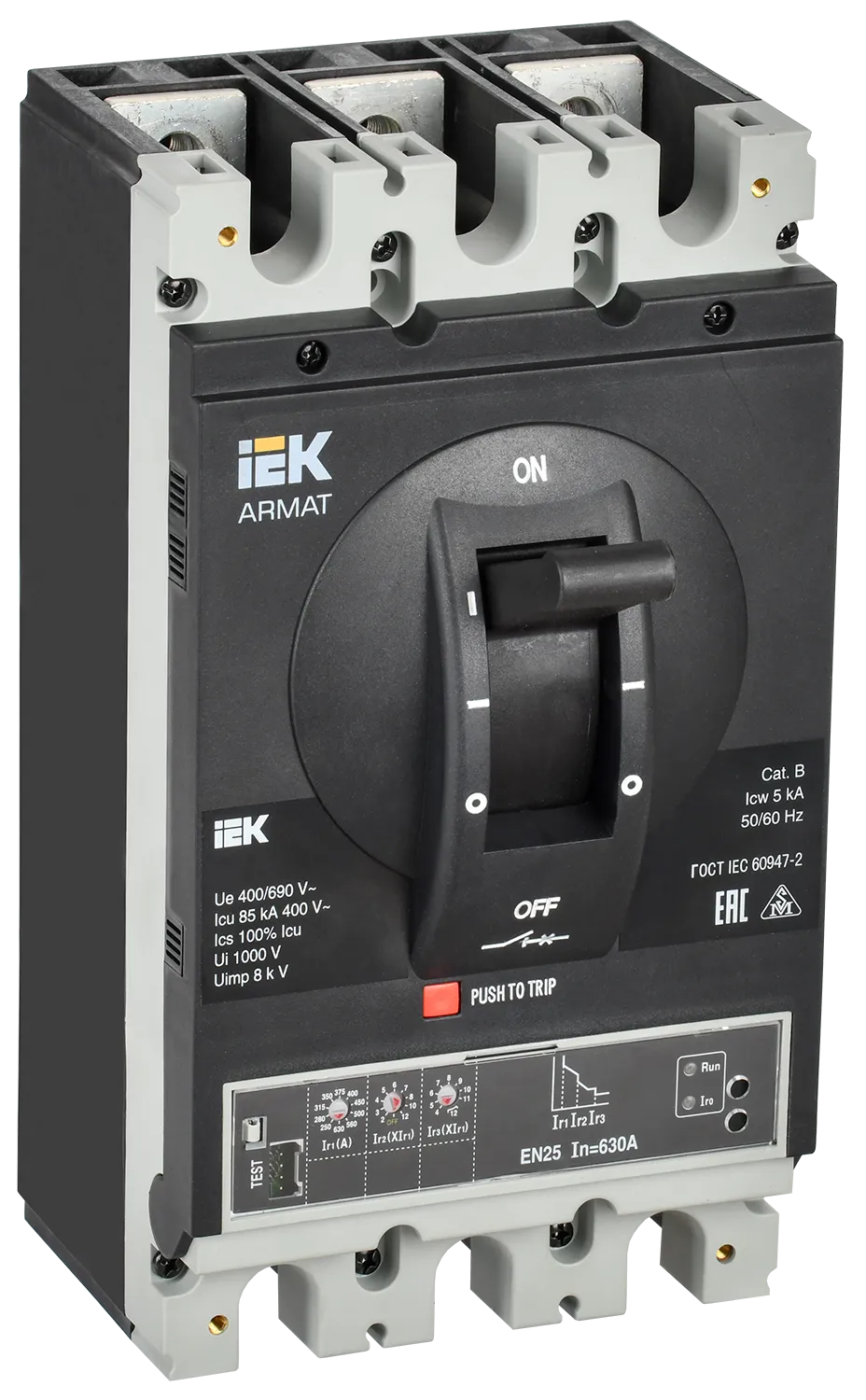 ARMAT Автоматический выключатель в литом корпусе 3P типоразмер I 85кА 630А расцепитель электронный стандартный IEK AR-MCCB-3I-085-0630A-ELSC