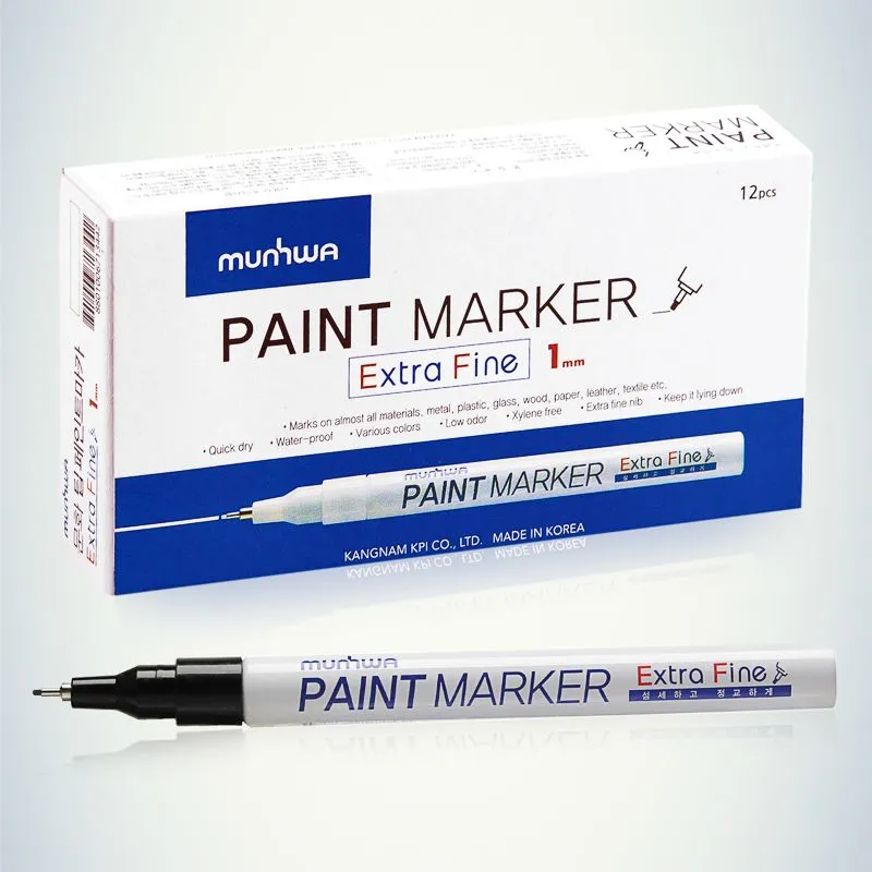 Маркер-краска Extra Fine Paint Marker 1мм, нитрооснова, черный MunHwa - Фото 3