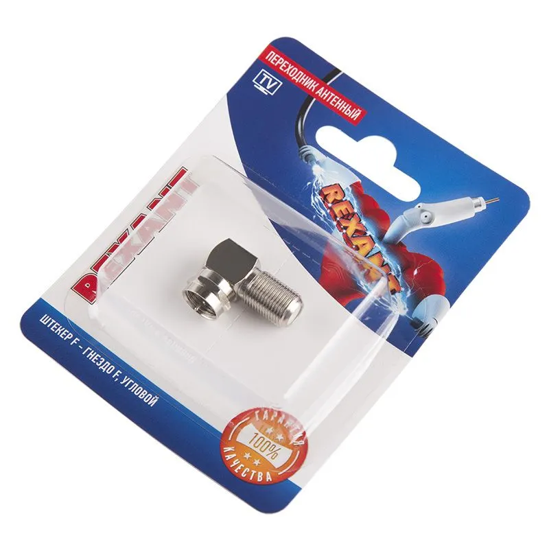 Переходник антенный, (гнездо F - штекер F), угловой, 1 шт. REXANT - Фото 2