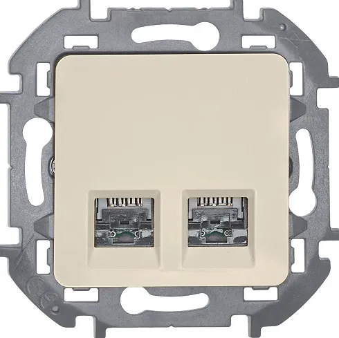 INSPIRIA Розетка компьютерная двойная RJ45 категория 5Е UTP слоновая кость 673836
