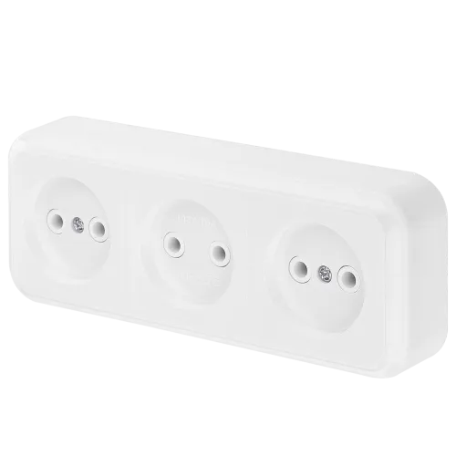 Розетка штепсельная трехместная открытой установки РА16-263 - Фото 2