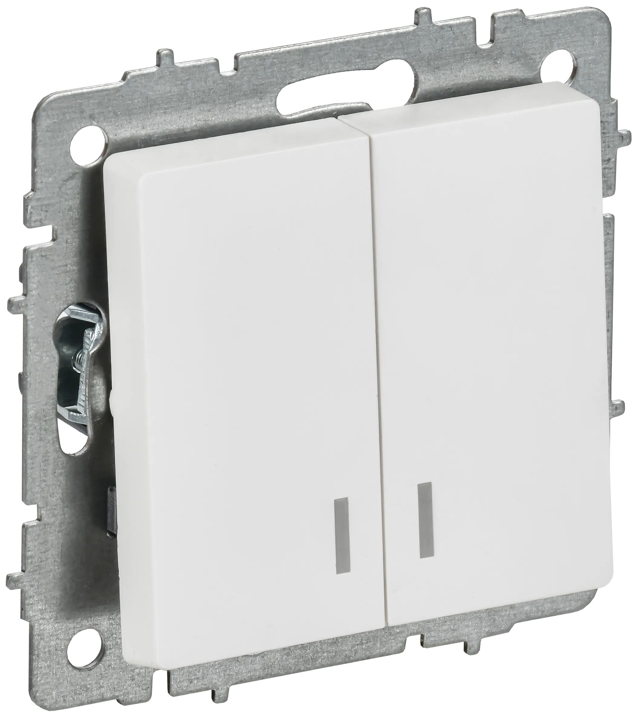 BRITE Выключатель 2-клавишный с индикацией 10А ВС10-2-1-БрАБ арктический белый IEK BR-V20-1-10-K91