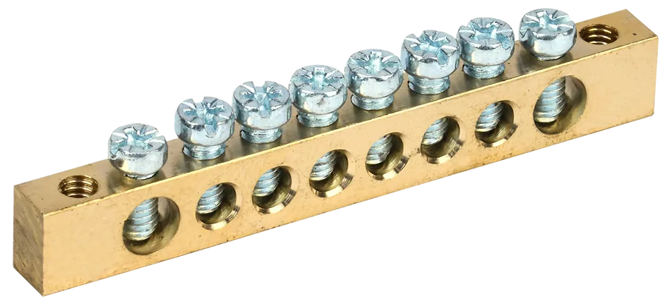 Шина PEN "земля-ноль" 6х9мм 8/2 (8групп/крепеж по краям) IEK