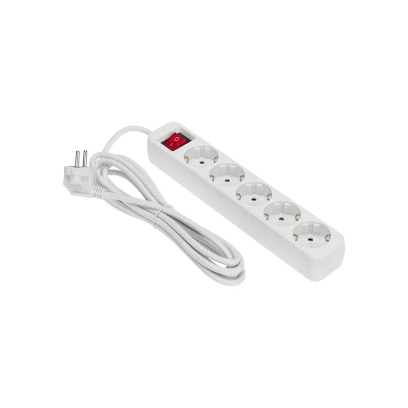 Удлинитель STANDARD 5 гнезд, 3м, 3х1,0мм², с/з, с выключателем, белый REXANT - Фото 2