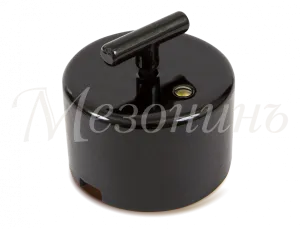 Выключатель ретро проходной фарфоровый поворотный на 2 положения, коллекция "CILINDRO", цвет - черны GE90404-05