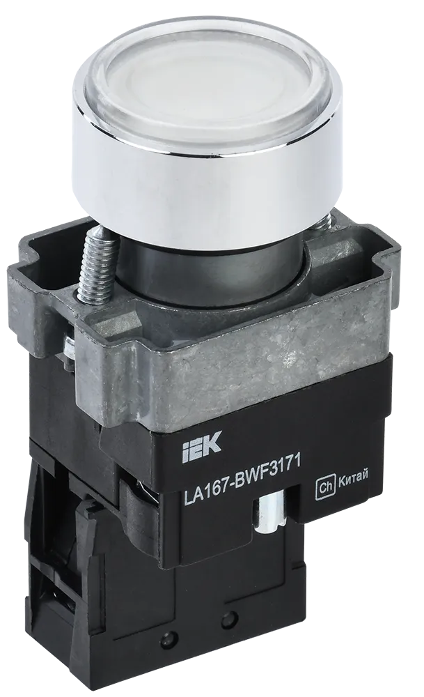 Кнопка управления LA167-BWF3171 d=22мм RC 1з с подсветкой белая IEK