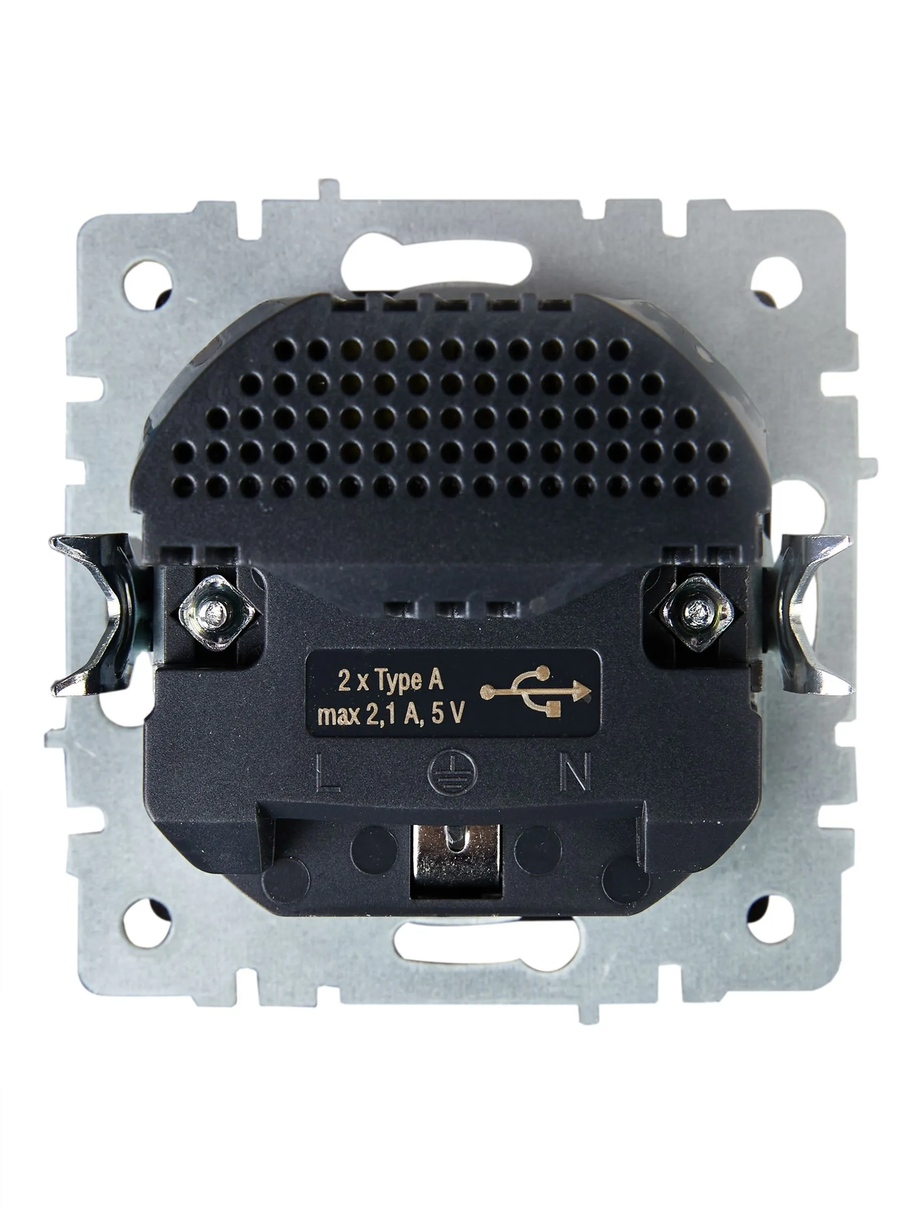 BRITE Розетка 1-местная с заземлением с защитными шторками 16А с USB A+A 5В 2,1А РЮш10-1-БрГ графит IEK - Фото 6