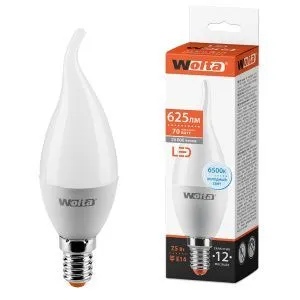 Лампа светодиодная "Свеча на ветру-CD37" 7.5Вт 450лм 6500К Е14 (50шт/уп) WOLTA 25WCD7.5E14