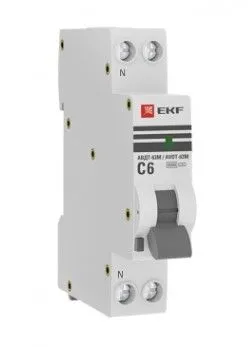 Диф. автомат 6А 10мА 1мод. х-ка С эл. тип AС 6кА АВДТ-63М PROXIMA EKF
