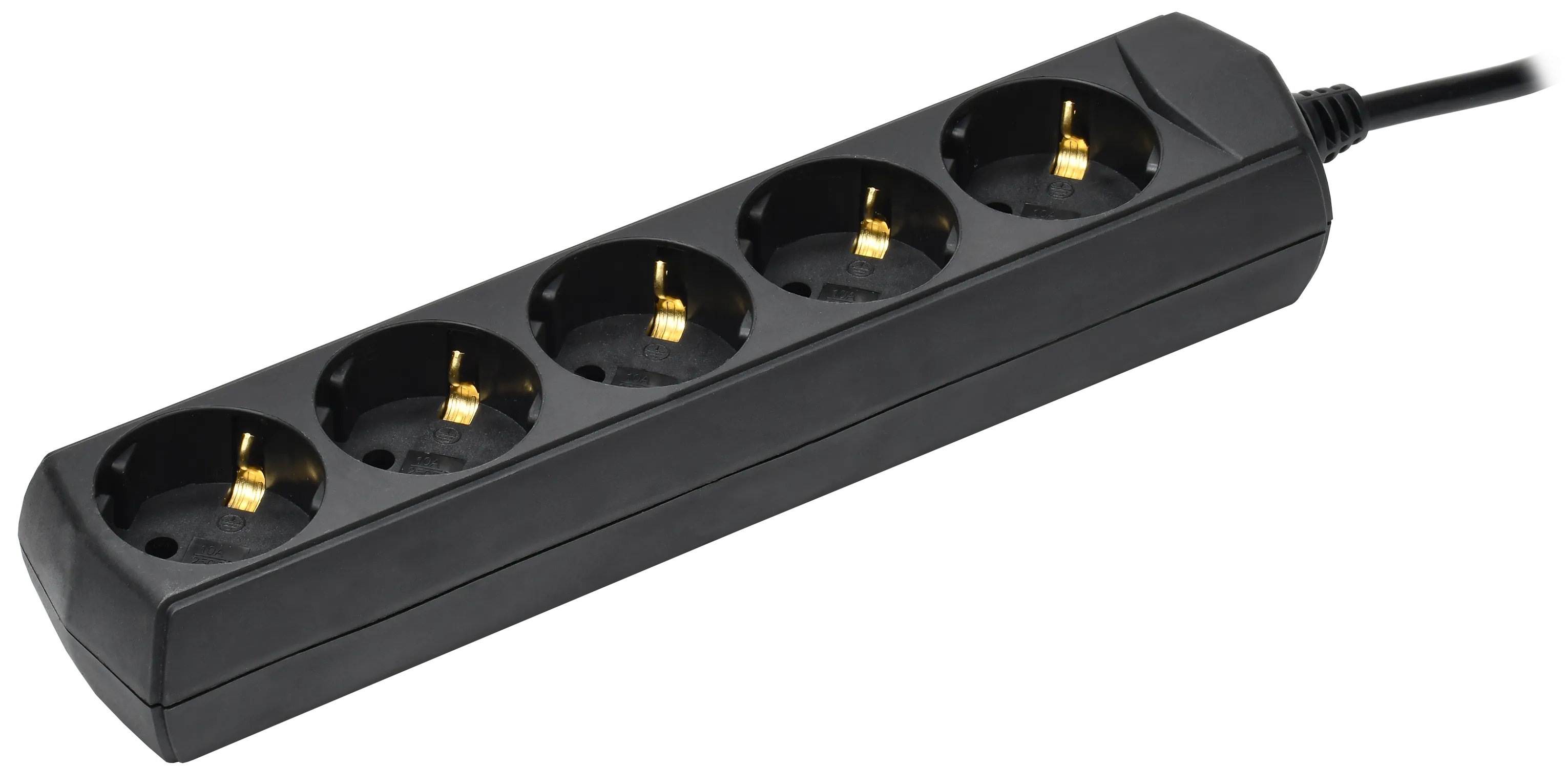 Удлинитель У05 5 мест с заземлением 3м 3х1мм2 10А/250В черный GENERICA WYP10-10-05-03-Z-K02-G