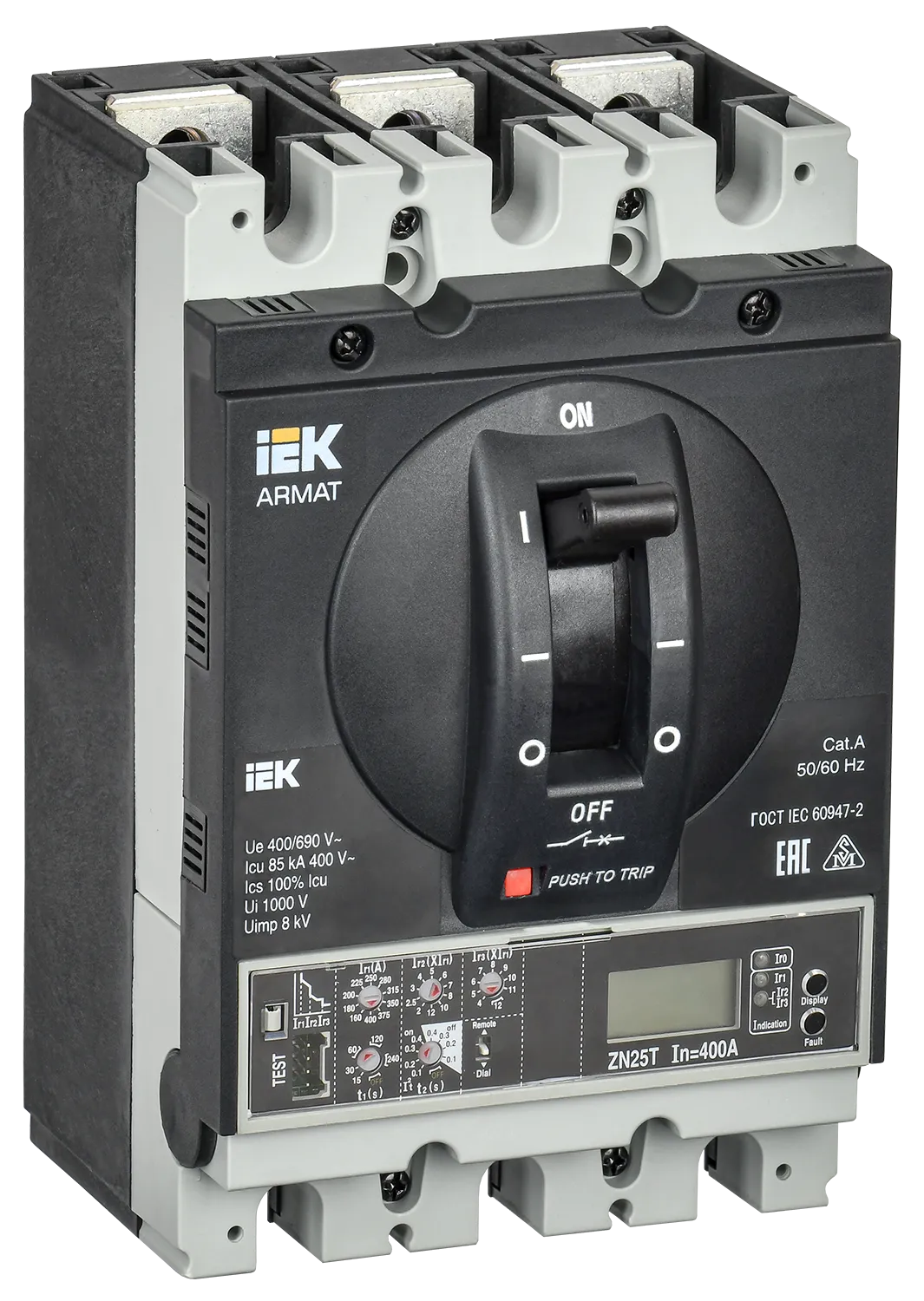 ARMAT Автоматический выключатель в литом корпусе 3P типоразмер G 85кА 250А расцепитель электронный продвинутый IEK AR-MCCB-3G-085-0250A-ELPC