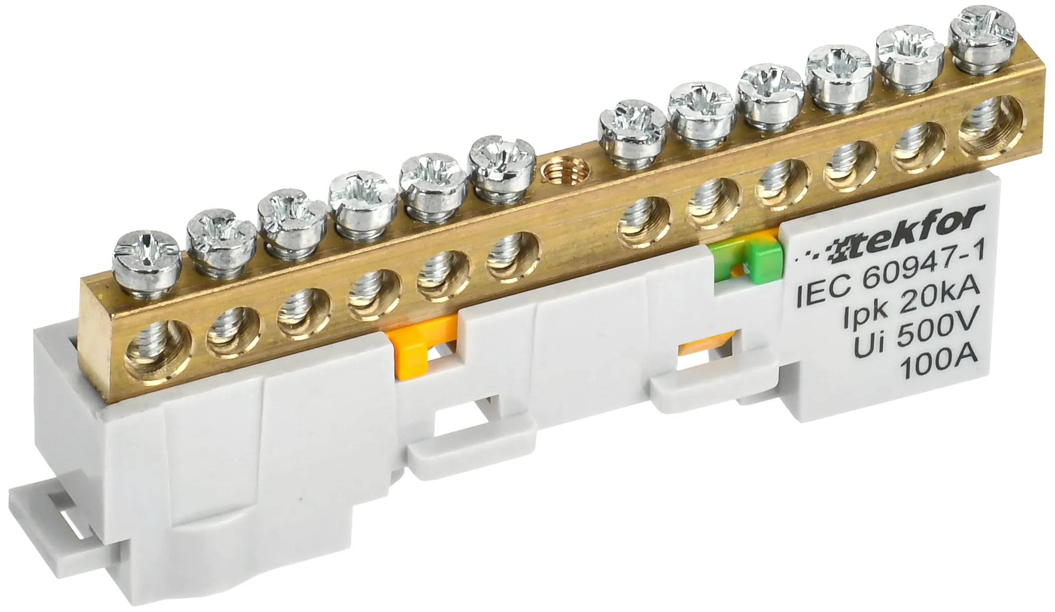 TEKFOR Шина PE "земля" неизолированная на универсальном держателе 6х9-12-Ж IEK TF-NN10-12-DL-K05
