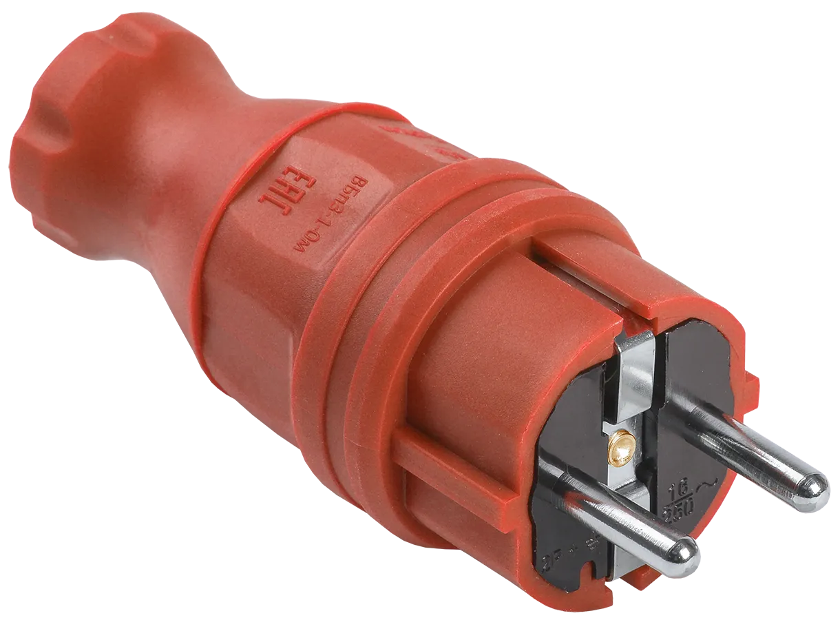 Вилка прямая ВБп3-1-0м IP44 ОМЕГА каучук красная IEK