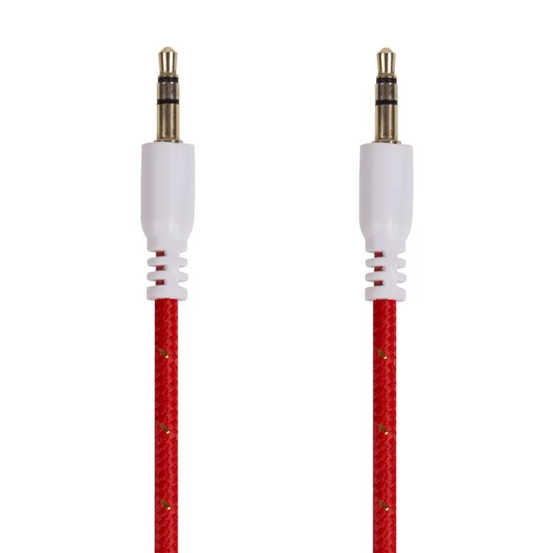 Аудиокабель AUX 3,5мм, 1м, красный, в тканевой оплетке REXANT - Фото 2