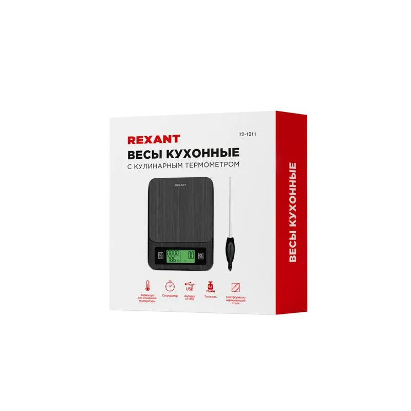 Весы кухонные электронные, термощуп/до 3 кг REXANT - Фото 3