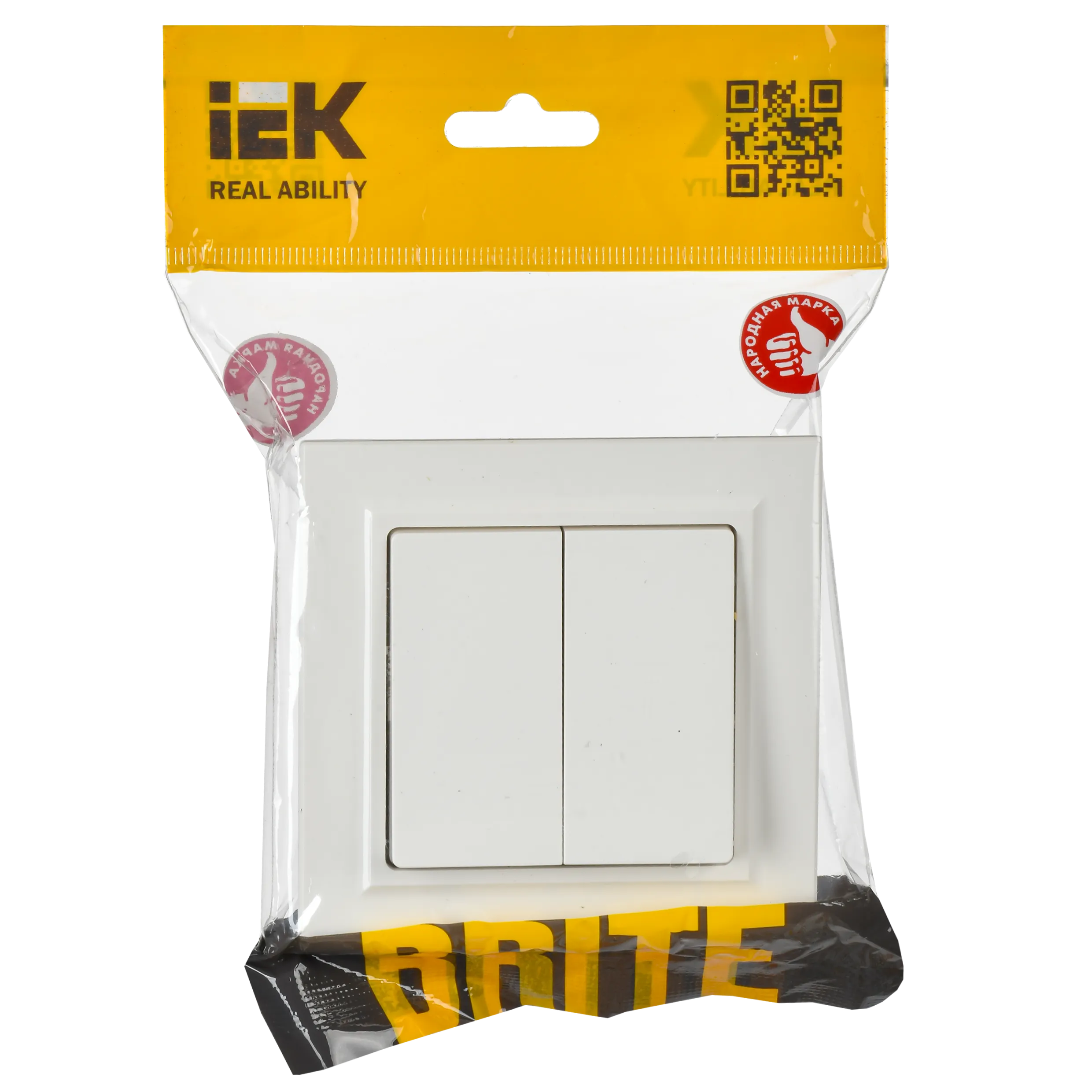 BRITE Выключатель 2-клавишный 10А в сборе ВСР10-2-0-БрБ белый IEK - Фото 4