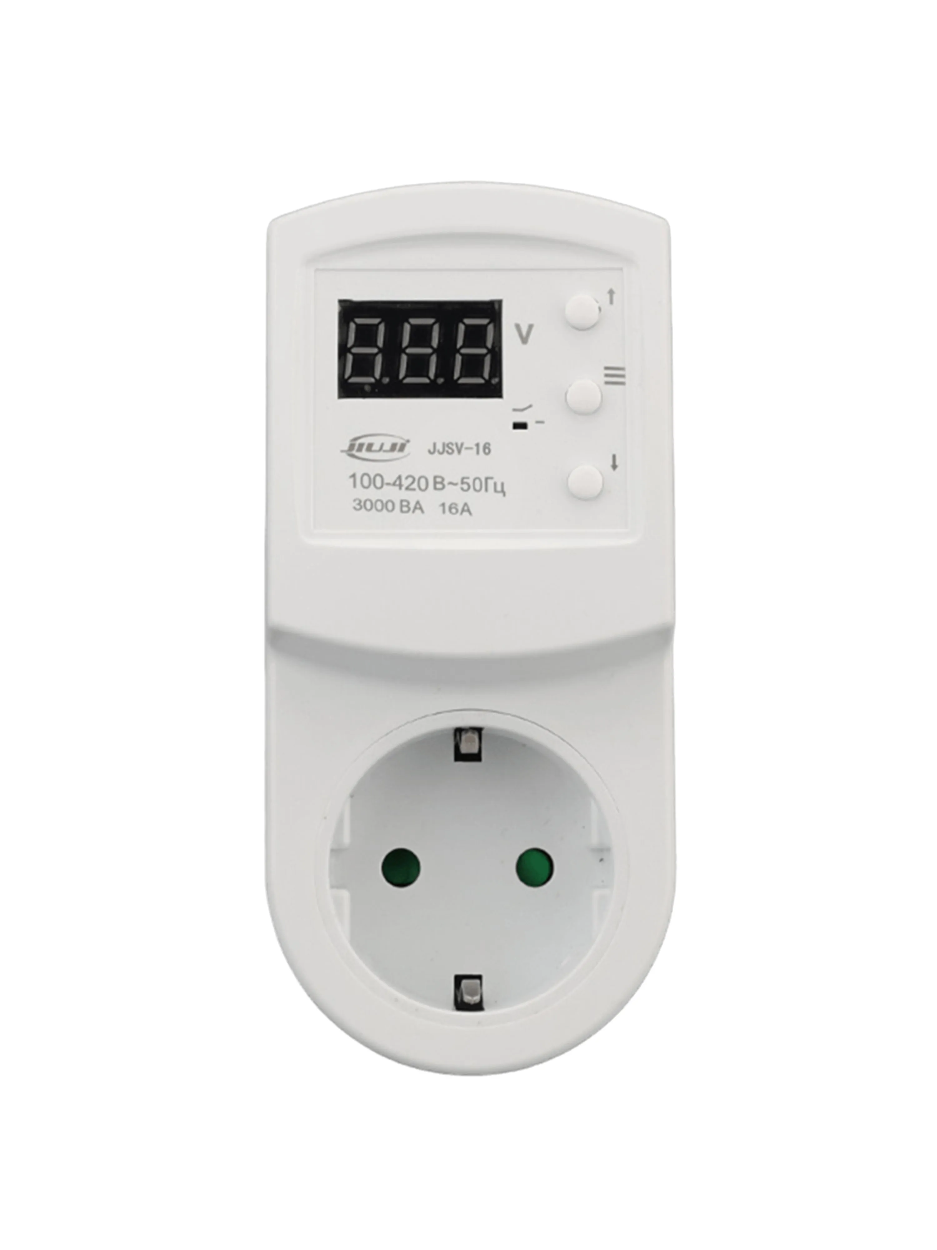 Однофазное цифровое реле напряжения на розетку 16А (под евро вилку с заземлением) JJSV-16