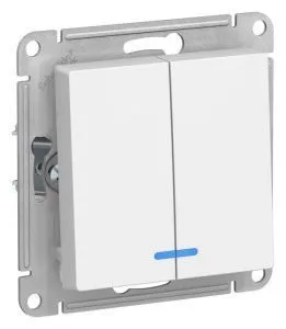 Выключатель 2-кл. AtlasDesign (сх. 5а) 10AX с подсветкой механизм лотос SE ATN001353 1739939