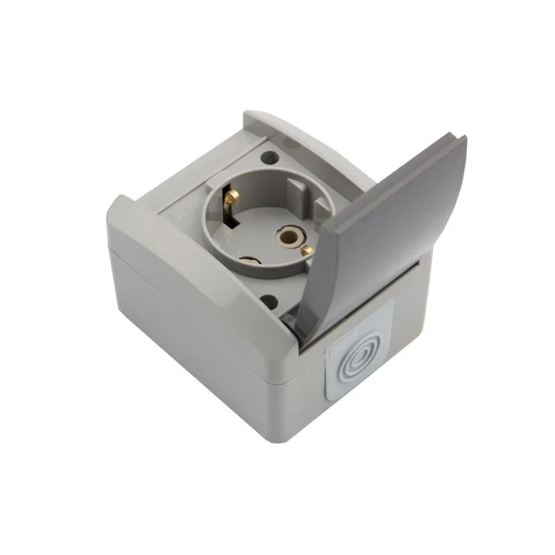 Розетка одноместная INDUSTRIAL IP54 с/з, о/у серая KRANZ - Фото 4