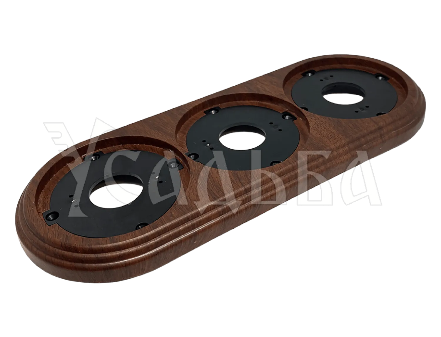 Рамка трехместная пластиковая, 234x92x14 мм, цвет - орех, серия УСАДЬБА, ТМ МЕЗОНИНЪ GE30703-14