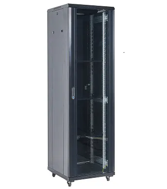 Напольный шкаф 19" 42U 800×800×2054 (ШxГxВ), дверь стекло, металлическая задняя дверь, боковые съемные стенки, RAL 9005 REXANT