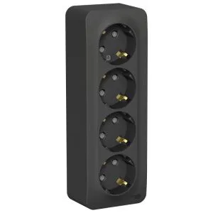 Розетка 4-м ОП Blanca 16А IP20 250В с заземл. защ. шторки с изолир. пластиной антрацит SE BLNRA011416 1210644