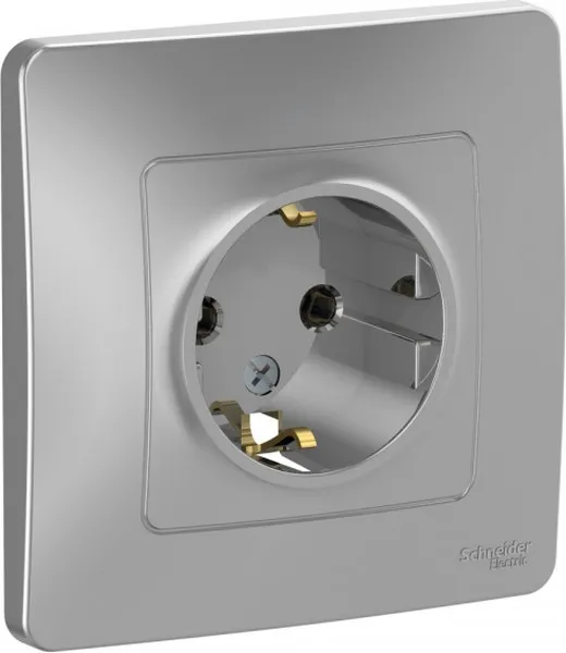 Розетка 1-м СП Blanca 16А IP20 250В с заземл. без защ. шторок алюм. SE BLNRS001013 - Фото 3