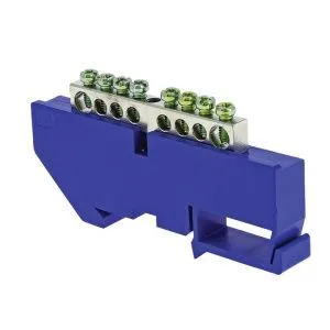 Шина "0" N (6x9мм) 8 отв. цинк синий изолятор на DIN-рейку EKF 