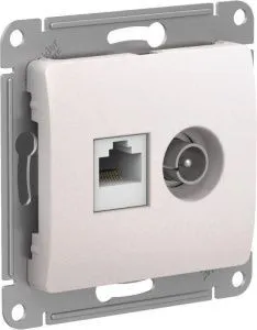 Розетка компьютерная + телевизионная 2-м Glossa RJ45 кат.5E + TV механизм перламутр SE GSL000689 1402916