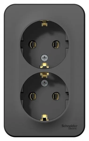 Розетка 2-м ОП Blanca 16А IP20 250В с заземл. без защ. шторок с изолир. пластиной антрацит SE BLNRA010216 - Фото 2