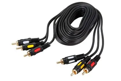Шнур 3 RCA - 3 RCA, 3м, черный, Gold REXANT - Фото 2