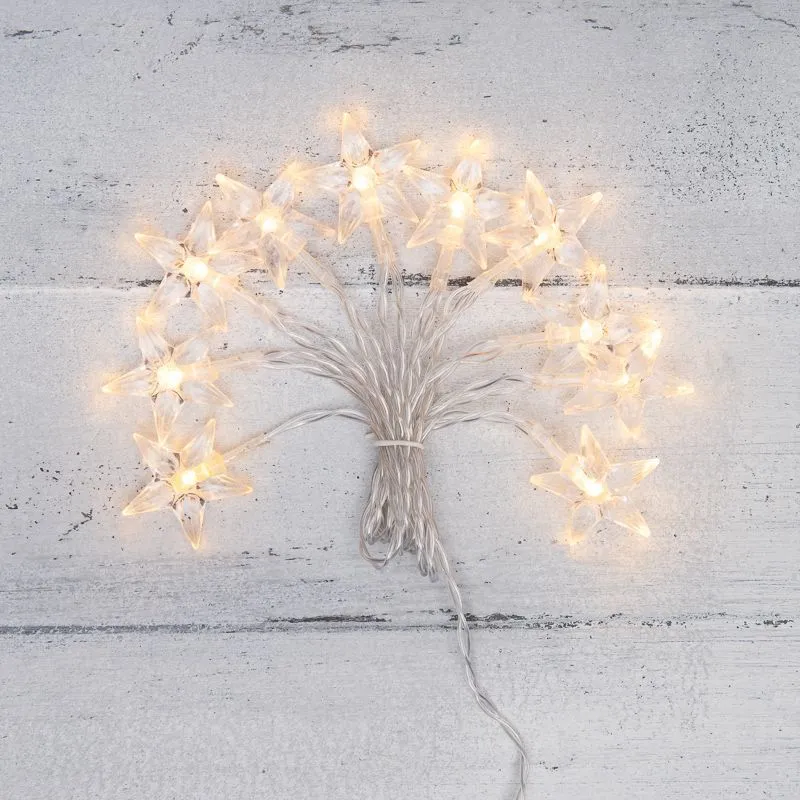 Гирлянда светодиодная Звездочки 1,5 м, 10 LED, прозрачный ПВХ, цвет свечения теплый белый, 2 х АА (батарейки не в комплекте) NEON-NIGHT 303-091