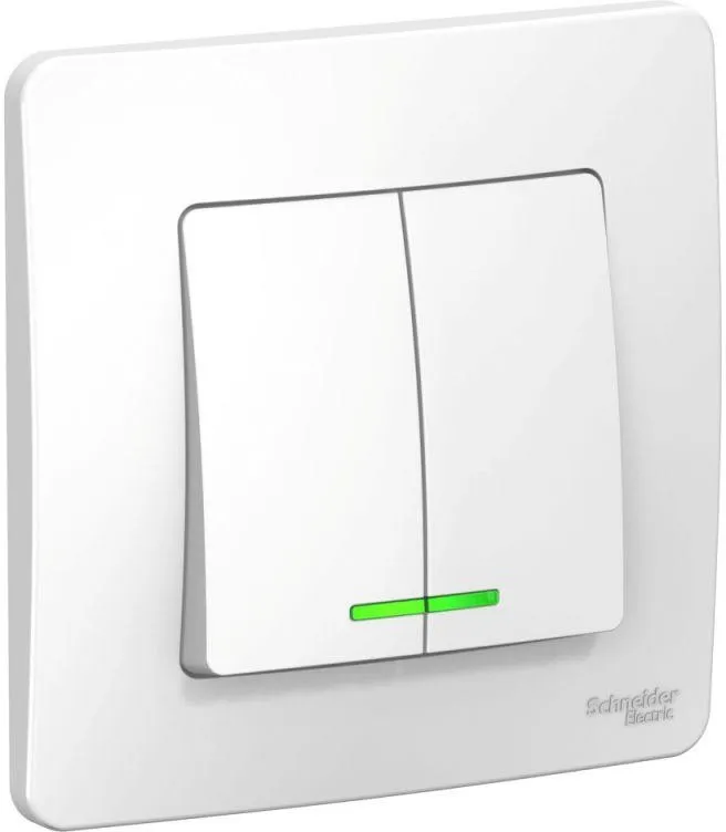 Выключатель 2-кл. СП Blanca 10А IP20 (сх. 5) 250В с подсветкой бел. SE BLNVS010511