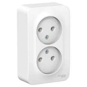 Розетка 2-м ОП Blanca 16А IP20 250В без заземл. без защ. шторок с металлич. пластиной бел. SE BLNRA000221 1210443