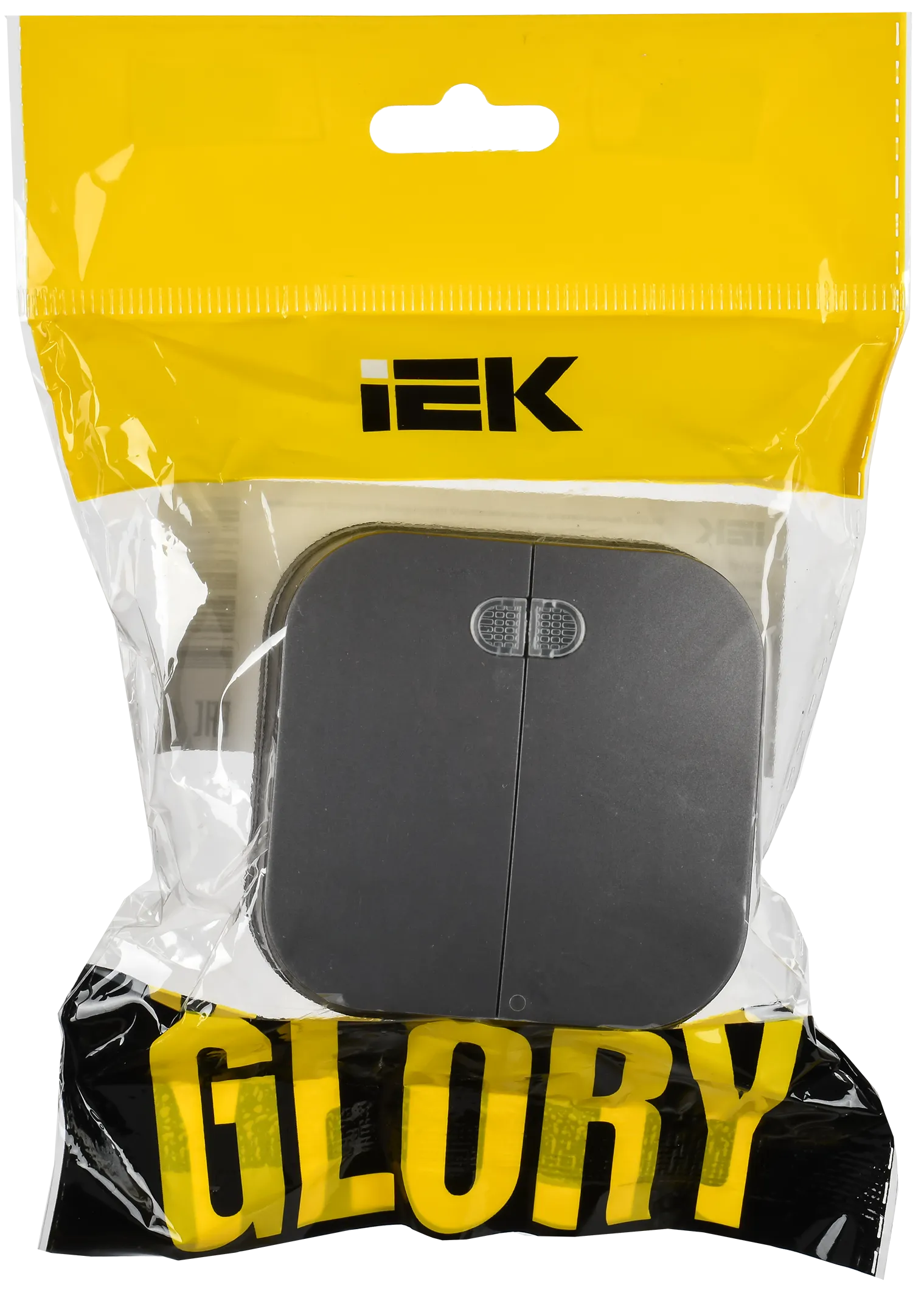 GLORY Выключатель 2-клавишный для открытой установки с индикацией 10А ВС20-2-1-ХСм сталь матовый IEK - Фото 2
