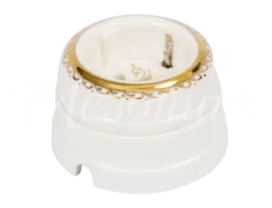 Розетка ретро фарфоровая, двухполюсная, с заземляющим конт, коллекция "ИМПЕРАТОРСКАЯ" , цвет - GE70301-01EL