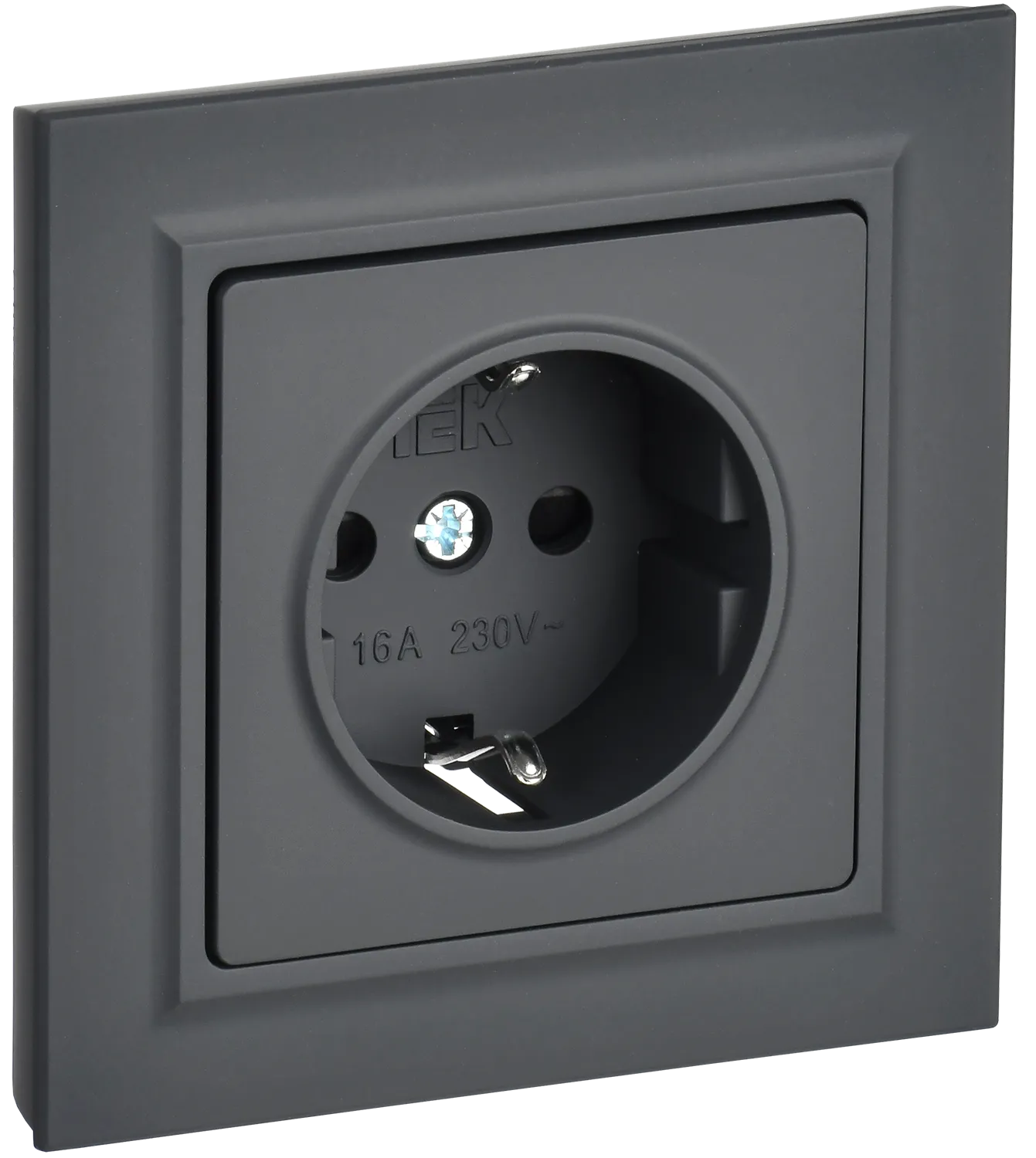 BRITE Розетка 1-местная с заземлением с защитными шторками 16А в сборе РСР14-1-0-БрГ графит IEK BR-R14-16-K53-F