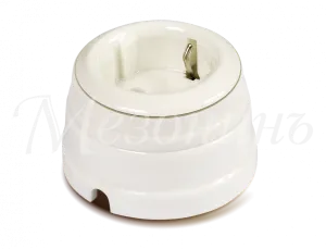 Розетка ретро фарфоровая двухполюсная с з/к,в комплекте с подъемной рамкой 16А 250В, цвет - белый  GE70301-49