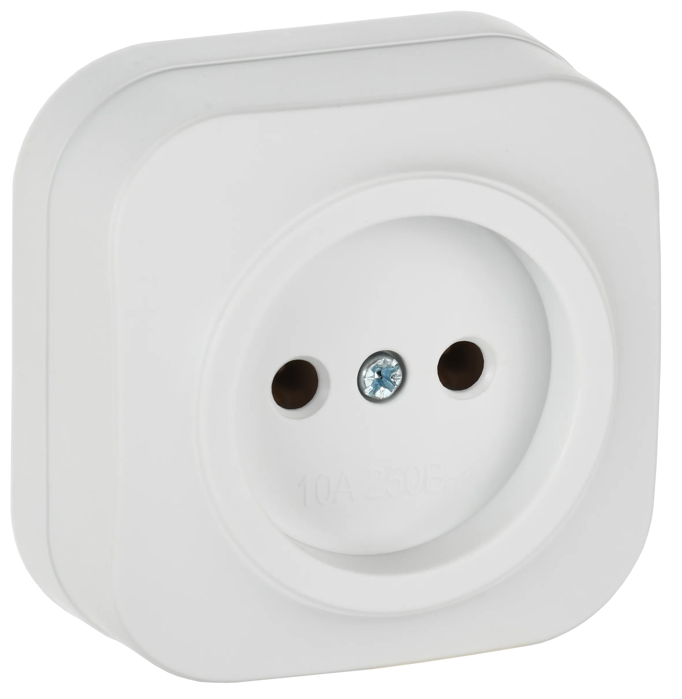 GLORY Розетка 1-местная для открытой установки без заземления без защитных шторок 10А РС20-2-ХБм белый матовый IEK