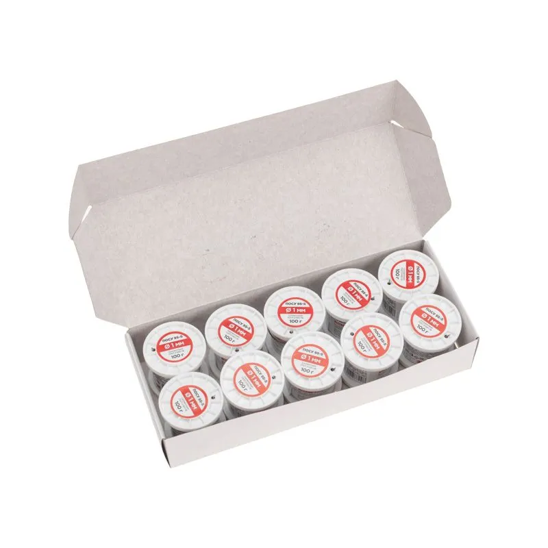 Припой ПОСу 95-5, 100г, Ø1мм, (олово 95%, сурьма 5%), бессвинцовый, ГОСТ 21931-76, катушка REXANT - Фото 5