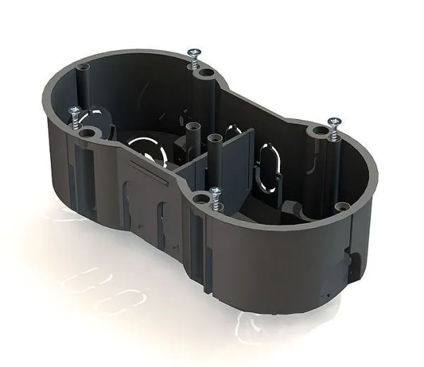 Коробка установочная 2-местная 141х70х45мм КИРПИЧ (с саморезами)