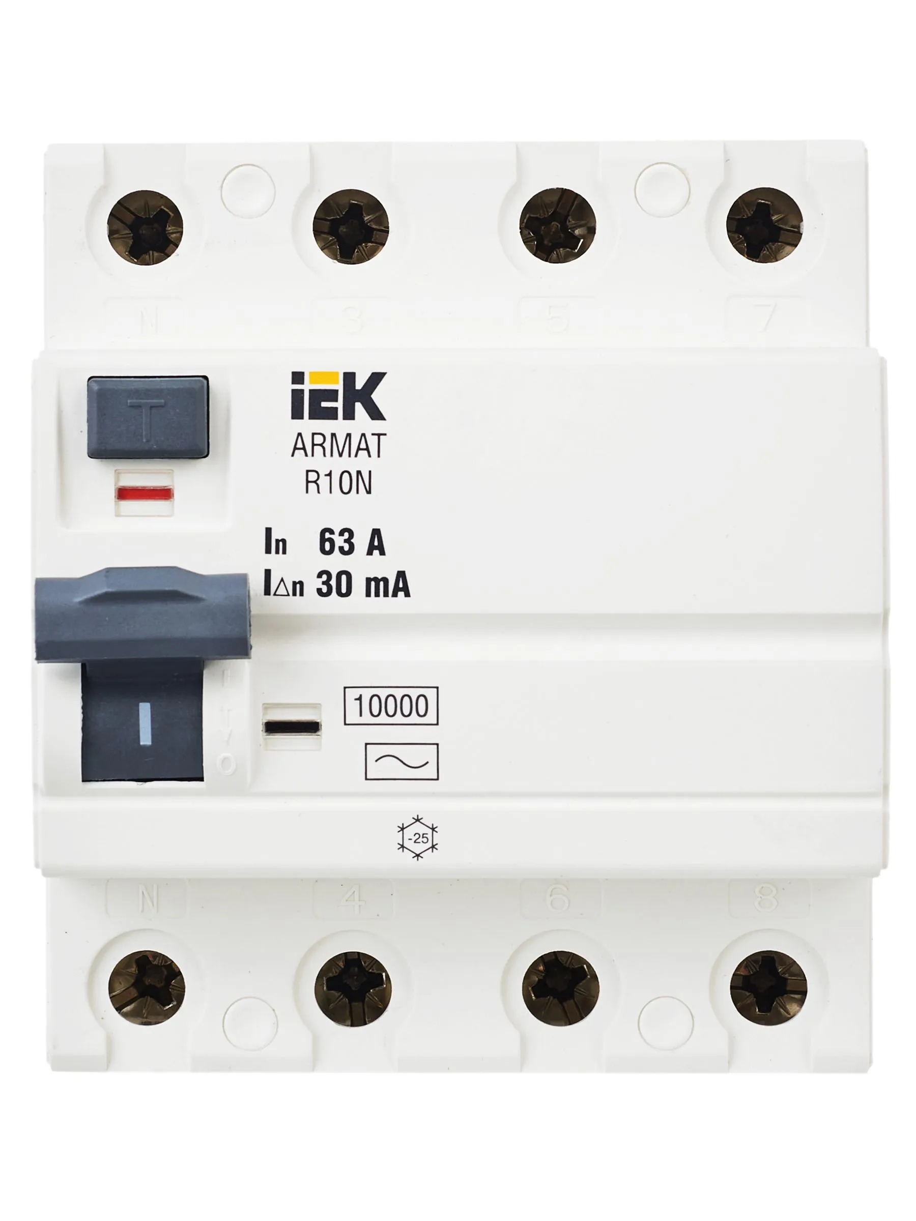 ARMAT Выключатель дифференциального тока R10N 4P 63А 30мА тип AC IEK - Фото 4