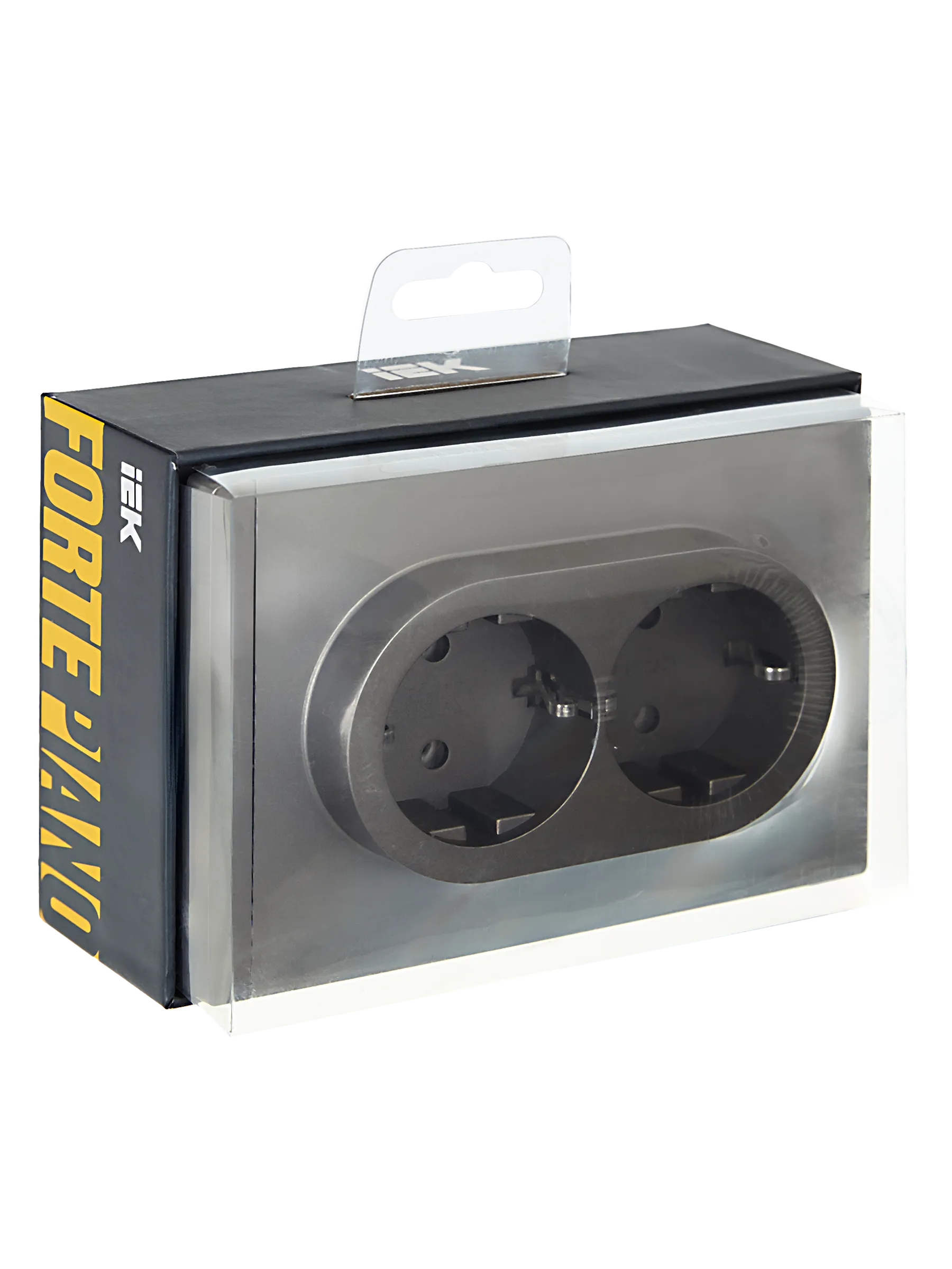 FORTE&PIANO Розетка 2-местная с заземлением без защитных шторок безвинтовое крепление 16А FP524 сталь IEK - Фото 2