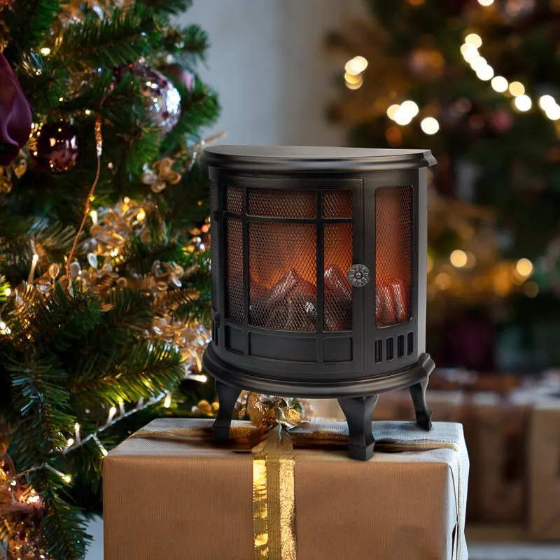 Светодиодный камин Винтаж мини с эффектом живого огня 24.8х12.7х30 см, батарейки 3хС (не в комплекте), с USB, черный - Фото 2