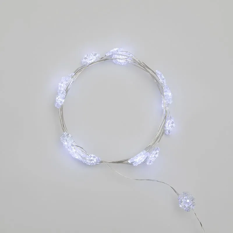 Гирлянда светодиодная Снежинки, 2м, 20LED, БЕЛЫЙ, IP20, 2хCR2032 в комплекте NEON-NIGHT 303-010