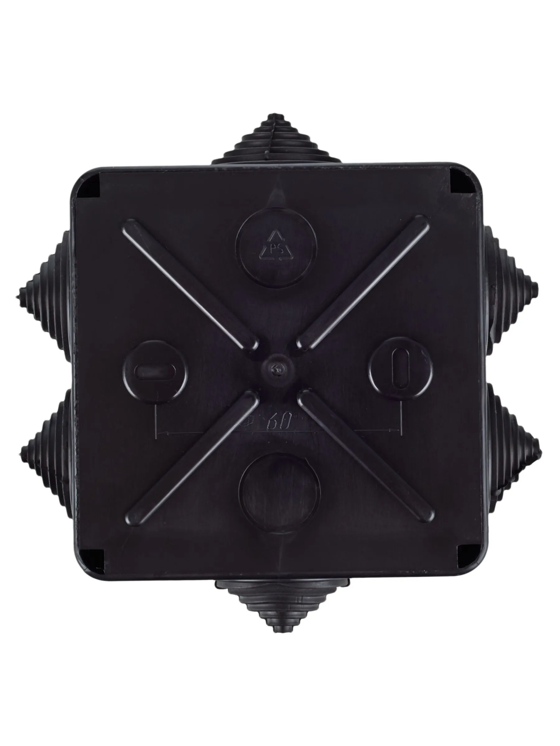 Коробка распаячная КМ41234 для открытой проводки безгалогенная (HF) 100х100х50мм IP55 6 гермовводов черная (RAL 9005) IEK - Фото 3