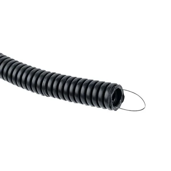 Труба гофр. негорючая безгалог. FRHF с протяжкой d20 мм (100 м) черн. EKF-Plast