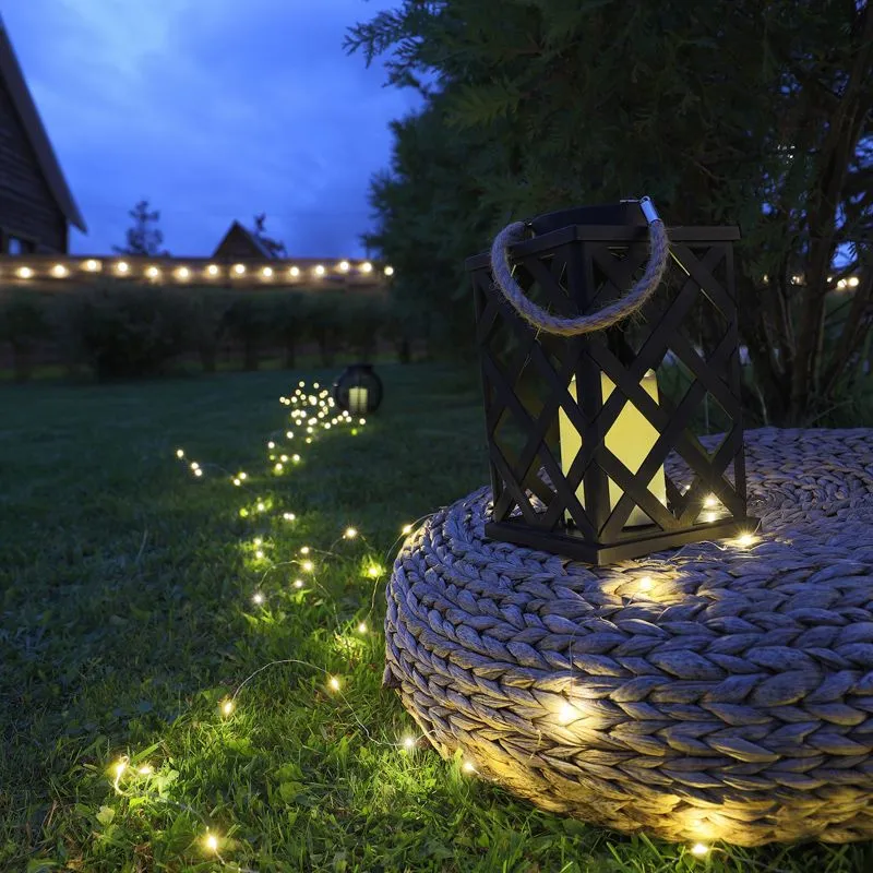 Декоративный фонарь на солнечной батарее 14х14х24 см, черный плетеный корпус, теплый белый цвет свечения NEON-NIGHT - Фото 2