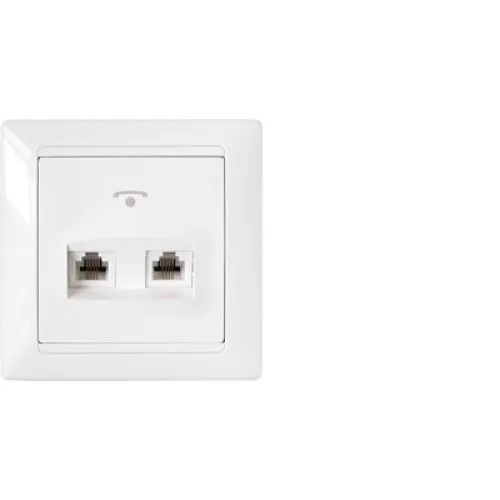 Розетка телефонная двухгнездная скрытой установки (полимерный суппорт) ТР24-050